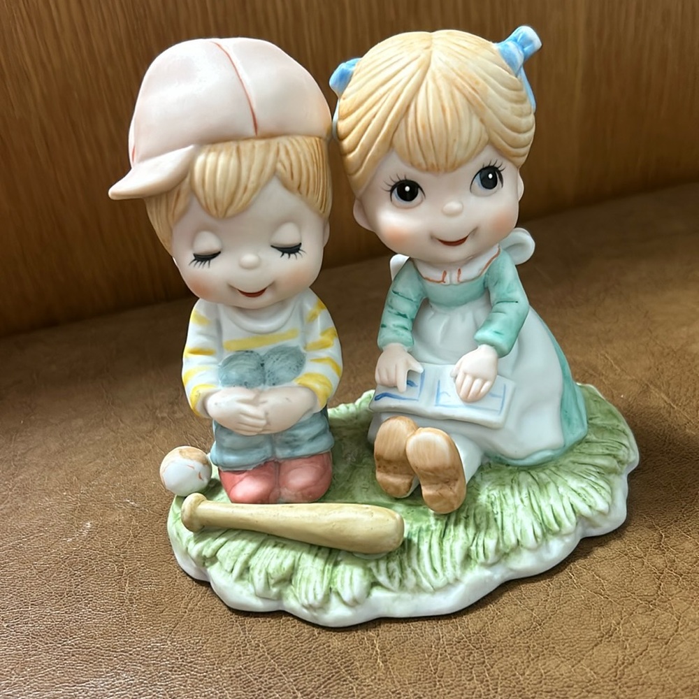 Vintage Penco “Love is Friendship”, Figurine of Blonde hair boy and girl.